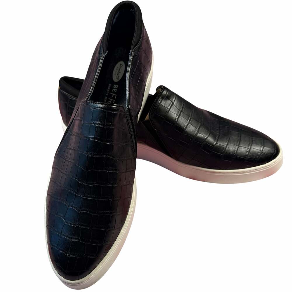 Dr. Scholl's Shoes Women's Madison Slip-On Sneakers in Black Croc Embossed Sz 11